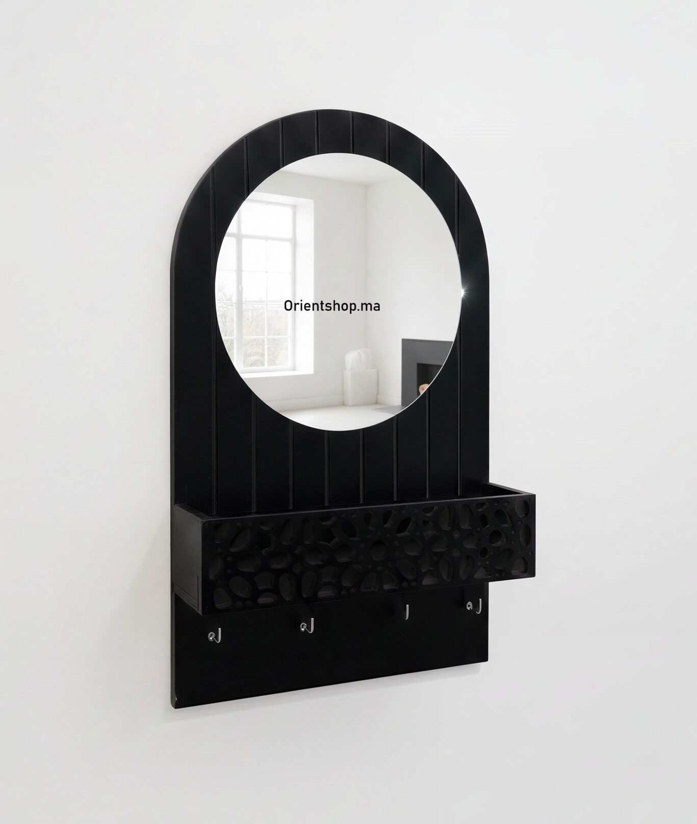 منظم مدخل منزلي متعدد الاستخدام مع مرآة ورف تخزين – Image 2