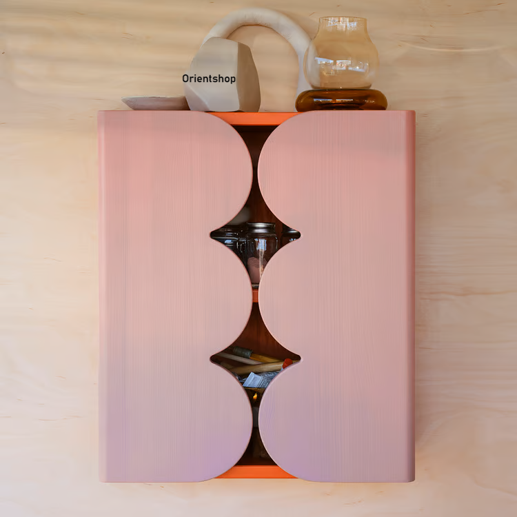 خزانة ببابين ورف، لون وردي برتقالي / مظهر مُصبّغ. – Image 2